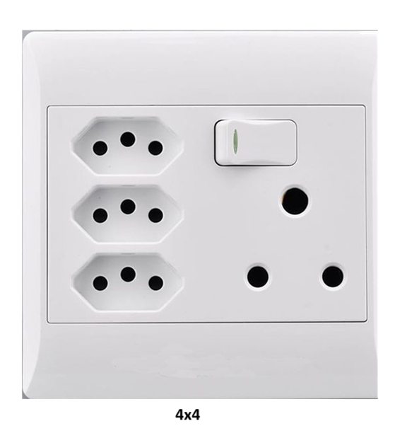 Socket 4X4 3Xeuro+16A White
