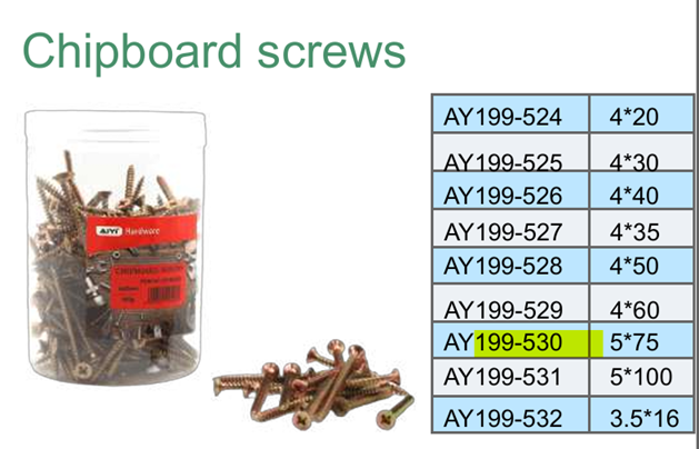 Chip Board Screws Jar 5x75