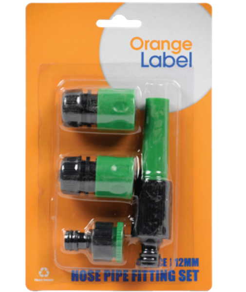 Orange Label Garden Hose Pipe Connector & Nozzle Set 4s
