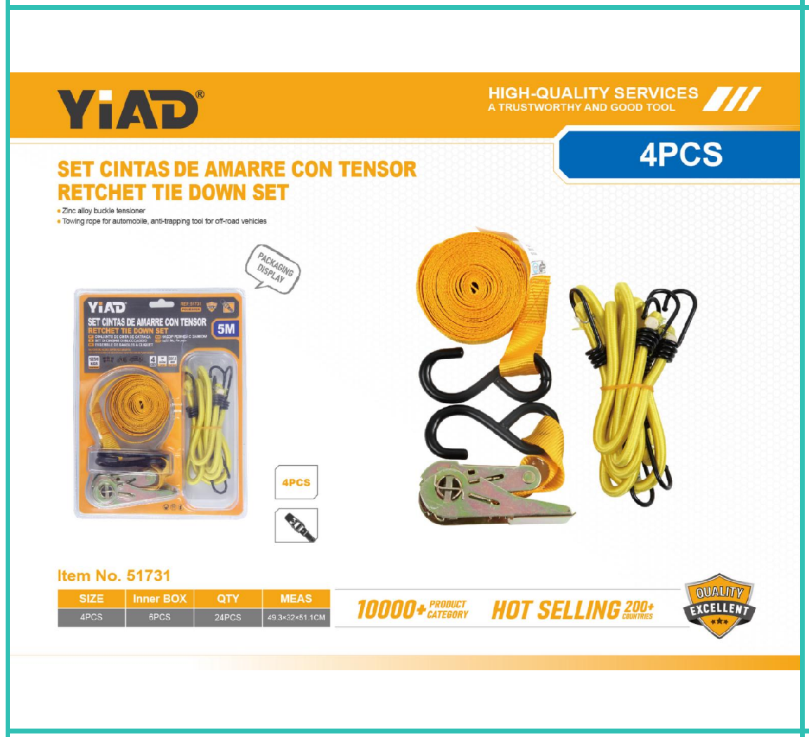 Yiad Ratchet Tie Down Straps 4 Pec Set
