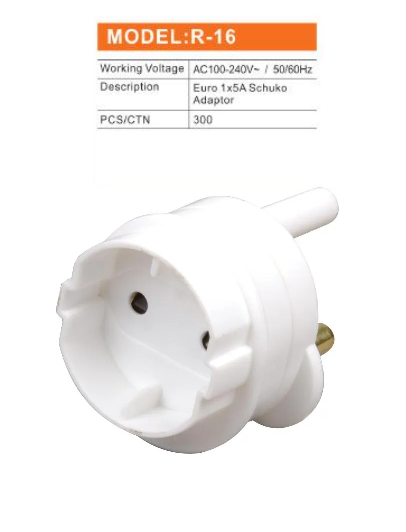 Redisson 3 Pin to 2 Pin 16A Schuko Adaptor R-16